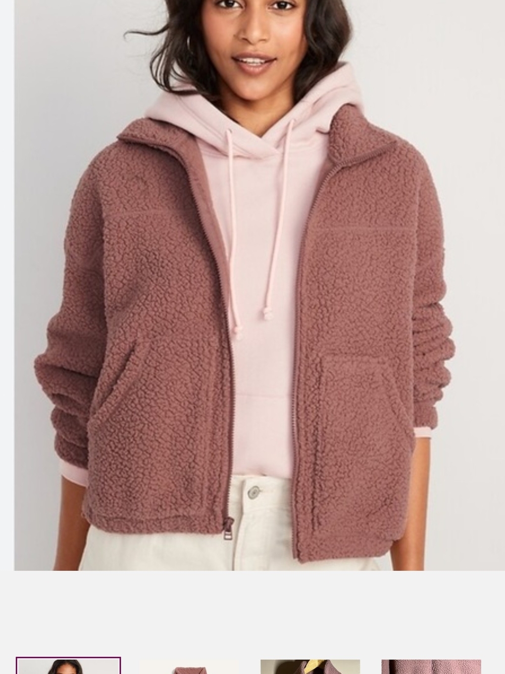 Old Navy Teddy Sherpa Jacket in Dusty Rose